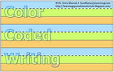 Three Color Coded Sample Page of Color Coded Handwriting Workbook