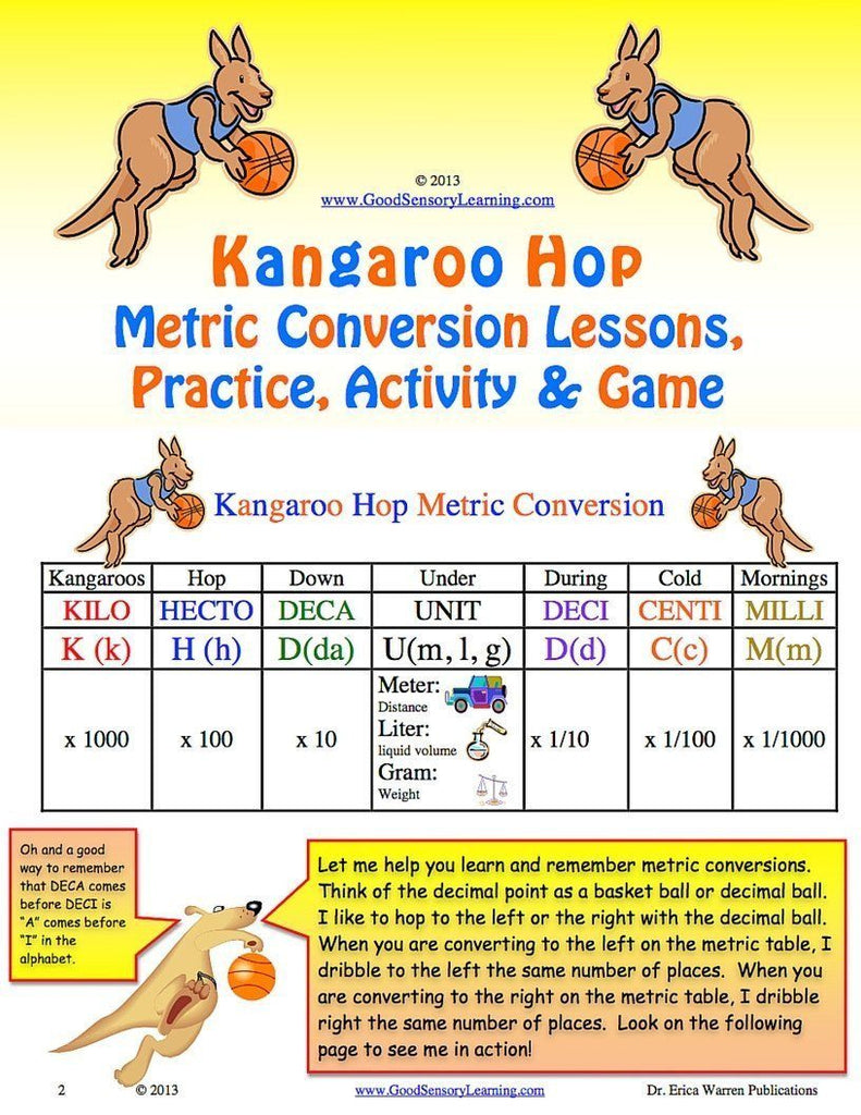 Unit Conversion Hop Kangaroo Hop Metric Conversion Lesson and Games – Good Sensory Learning