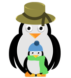 two penguins wearing attire for card game