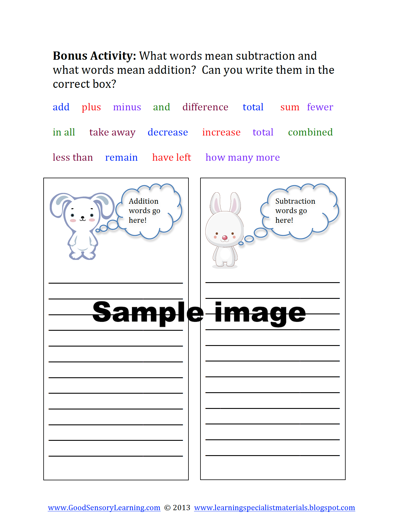 Sample Activity for adding and subtracting numbers using a ladder