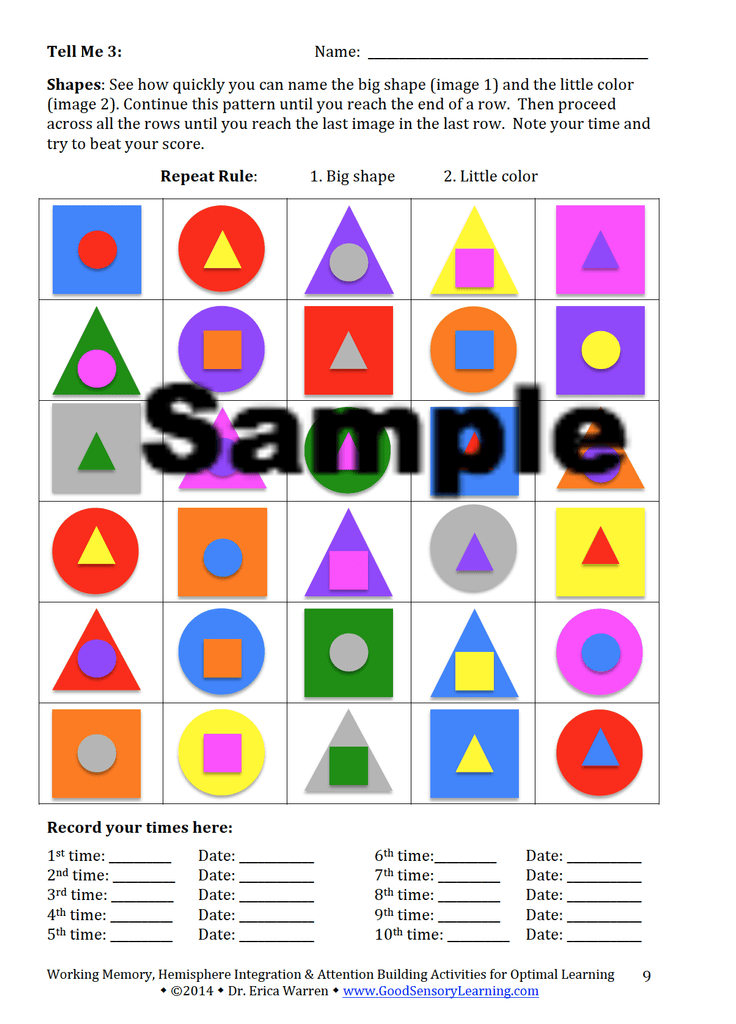 The Working Memory Activities Bundle – Good Sensory Learning