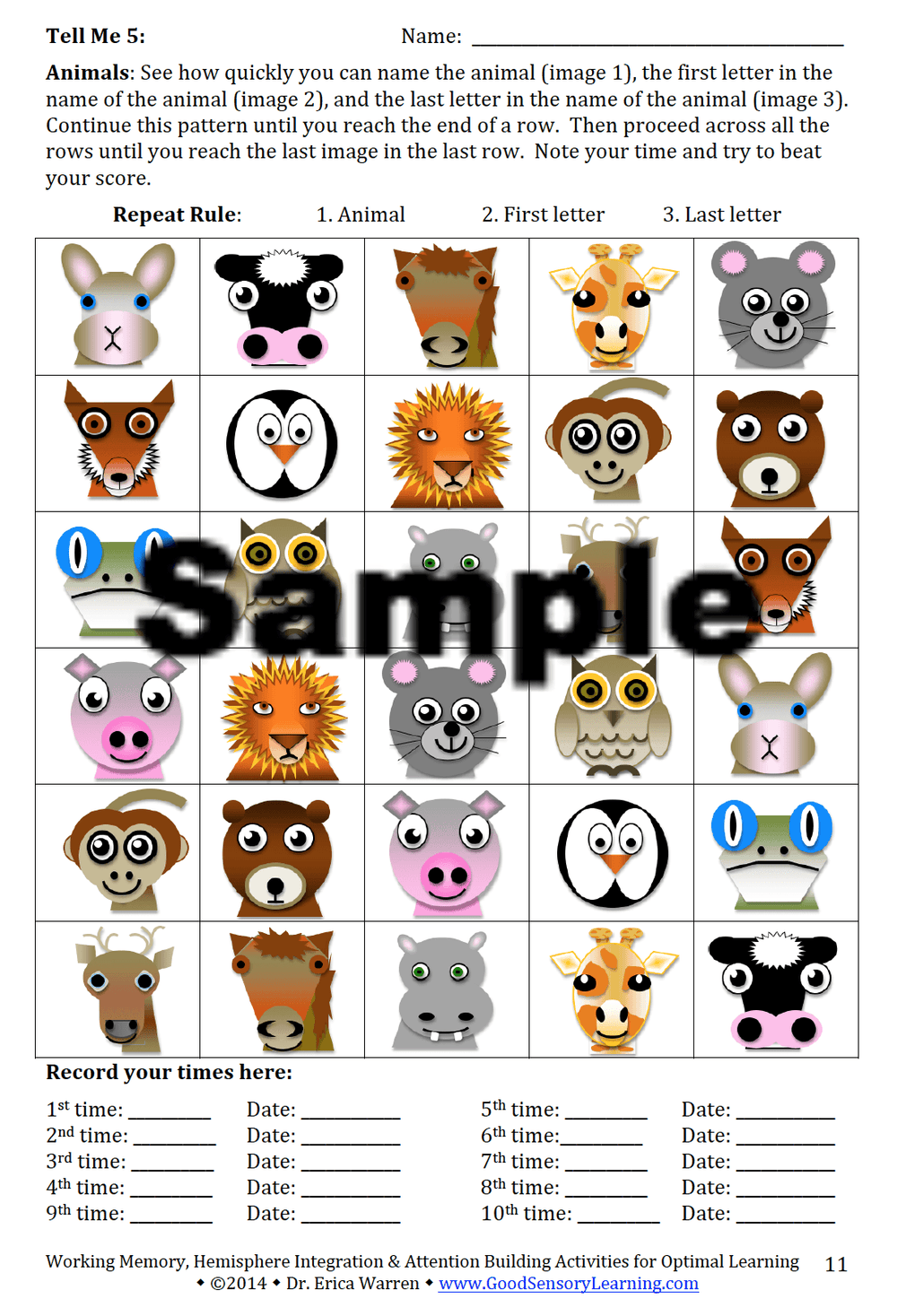 Working Memory & Integration activities| Good Sensory Learning