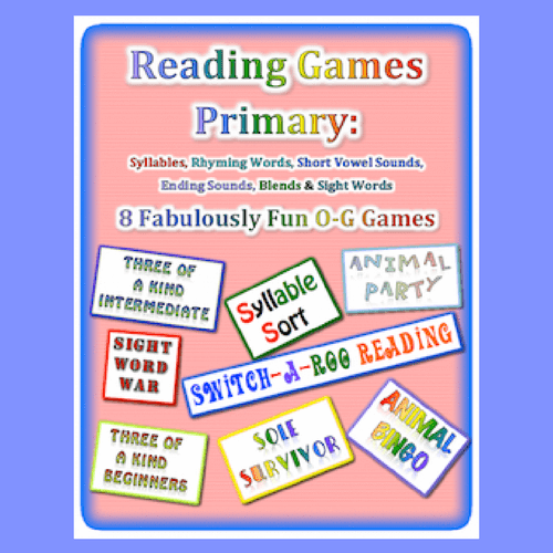 Colorful cover for reading games primary