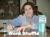 Smiling student is playing Word Shuffle
